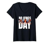 Mujer No Kings Day Nunca se inclinará Ante un Rey Camiseta Cuello V