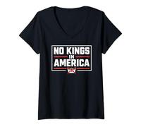 Mujer No Kings In America Bold Protestan Democracia Mensaje Camiseta Cuello V