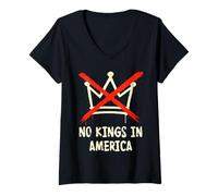 Mujer No Kings in America, Crown with X Cross Mark Camiseta Cuello V