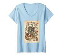 Mujer No Kings In America Estatua Japonesa de la Libertad Ukiyo-e Camiseta Cuello V