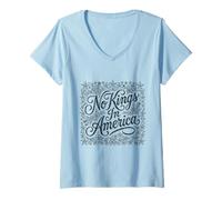 Mujer No Kings In America Estrellas Florales Dibujado A Mano Americana Camiseta Cuello V