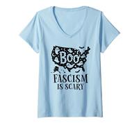 Mujer No Kings in America Fight Oligarchy Resist Fascism Halloween Camiseta Cuello V