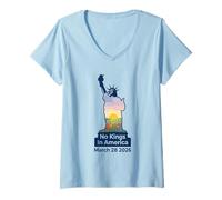Mujer No Kings In America Floral Patriótico Marzo 28 2026 Camiseta Cuello V