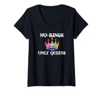 Mujer No Kings in America Only Queens Queer Ally Gay Pride LGBTQ Camiseta Cuello V