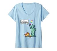 Mujer No Kings In America Pixel Art LGBTQ Pride Libertad Camiseta Cuello V