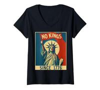 Mujer No Kings In America Since 1776 Estatua De La Libertad Vintage Camiseta Cuello V