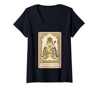 Mujer No Kings In America Tarjeta de Tarot de Rana No Kings Day Camiseta Cuello V