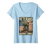 Mujer No Kings In America Veteranos contra Reyes Camiseta Cuello V
