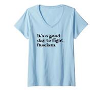 Mujer No Kings Protect Democracy It's A Good Day to Fight Fascism Camiseta Cuello V