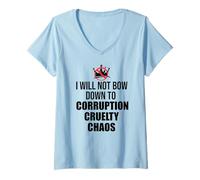 Mujer No Kings Protest Sign,Anti Fascism No Corruption No Monarchs Camiseta Cuello V