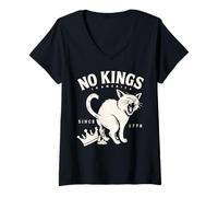Mujer No Kings Shirt Cat Since 1776 en América Patriotic 2026 Camiseta Cuello V