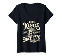 Mujer No Kings Since 1776 - Resista la tiranía - Larga Vida a la Democracia Camiseta Cuello V