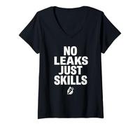 Mujer No Leaks Just Skills Blue Collar Plumber Plumbing Camiseta Cuello V