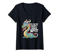Mujer No lo Estamos Llamando Muerte Mágica Escupir Dragón Amante Animal Camiseta Cuello V