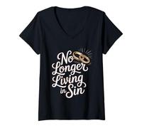 Mujer No Longer Living In Sin Matrimonio, Boda, Pareja - Camiseta Cuello V