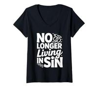 Mujer No Longer Living In Sin Pareja de Bodas matrimoniales - Camiseta Cuello V