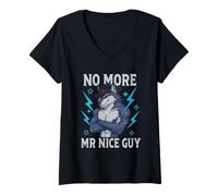 Mujer No más señor Buen Chico Gracioso Alfa Lobo Meme desquiciado Brainrot Camiseta Cuello V