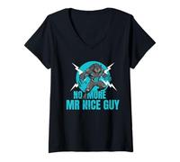 Mujer No más señor Buen Chico Gracioso Alfa Lobo Meme desquiciado Brainrot Camiseta Cuello V