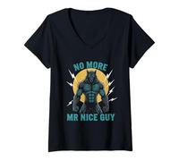 Mujer No más señor Buen Chico Gracioso Alfa Lobo Meme desquiciado Brainrot Camiseta Cuello V