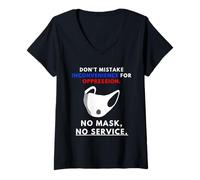 Mujer No Mask No Service Social Distance Wash Hands & Face Masks Camiseta Cuello V