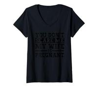 Mujer No me asustas, mi Esposa está Embarazada, Divertida Fiesta de Halloween Camiseta Cuello V
