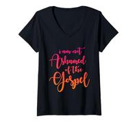 Mujer No me avergüenzo del Evangelio, Las Escrituras, la Cita bíblica Camiseta Cuello V
