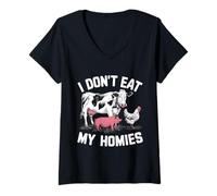 Mujer NO ME COMO A MIS HOMIAS Camiseta Cuello V