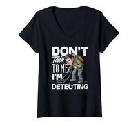 Mujer No me hables, Estoy detectando un Detector de Metales Divertido Camiseta Cuello V