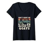 Mujer No me hagas dar rienda suelta a los divertidos cabreros de pastoreo de cabras Camiseta Cuello V