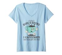 Mujer No me levanto ni brilla, tomo cafeína y espero lo mejor Camiseta Cuello V