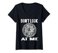 Mujer No Me Mires Humor Sarcástico Medusa Mitología Griega Camiseta Cuello V