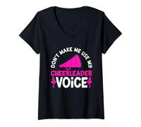 Mujer No me obligues a Usar mi Voz de Animadora Porristas Divertidas Camiseta Cuello V