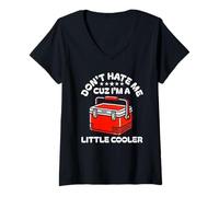 Mujer No me odies solo porque soy un poco más genial Juegos de palabras graciosos tontos Camiseta Cuello V