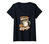 Mujer No me río hasta Que he tomado mi café - Divertido Camiseta Cuello V