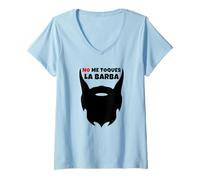 Mujer No me toques la Barba - Diseño de Hombre Barbudo Camiseta Cuello V