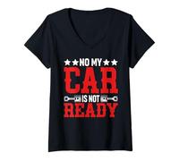 Mujer No, mi Coche no está Listo, Divertido mecánico Camiseta Cuello V