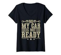 Mujer No, mi Coche no está Listo, Divertido mecánico Camiseta Cuello V