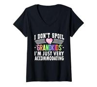 Mujer No mimo a mis Nietos, Abuelos Graciosos y Lindos, mamá y papá Camiseta Cuello V