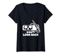 Mujer No mires atrás Esqueleto de Calavera Camiseta Cuello V