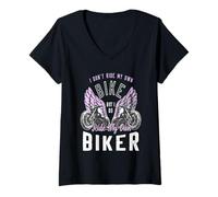 Mujer No monto mi propia bicicleta, pero sí monto mi propio Camiseta Cuello V
