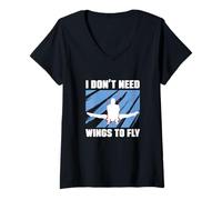 Mujer No Necesito alas para Volar Gimnasia Divertida Acróbatas Gimnastas Camiseta Cuello V