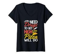 Mujer No Necesito Drogas para drogarme una Rebanada de Pizza Diabetes T2D Camiseta Cuello V