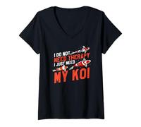 Mujer No necesito terapia solo a mis peces koi Camiseta Cuello V