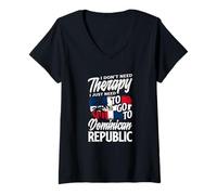 Mujer No Necesito Terapia Solo Necesito IR a República Dominicana Camiseta Cuello V
