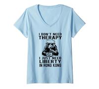 Mujer No Necesito Terapia Solo Necesito Libertad en Hong Kong Design Camiseta Cuello V