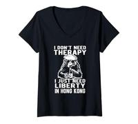Mujer No Necesito Terapia Solo Necesito Libertad en Hong Kong Design Camiseta Cuello V