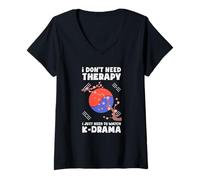 Mujer No Necesito Terapia, Solo Necesito Ver K-Drama Camiseta Cuello V