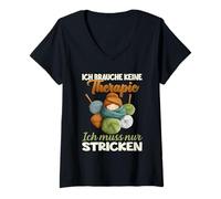 Mujer No Necesito Terapia Solo Tengo Que Tejer Camiseta Cuello V