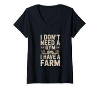 Mujer No Necesito un Gimnasio Tengo un Tractor agrícola Camiseta Cuello V