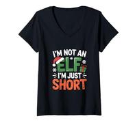 Mujer No, no soy un elfo, solo soy corto Navidad Camiseta Cuello V